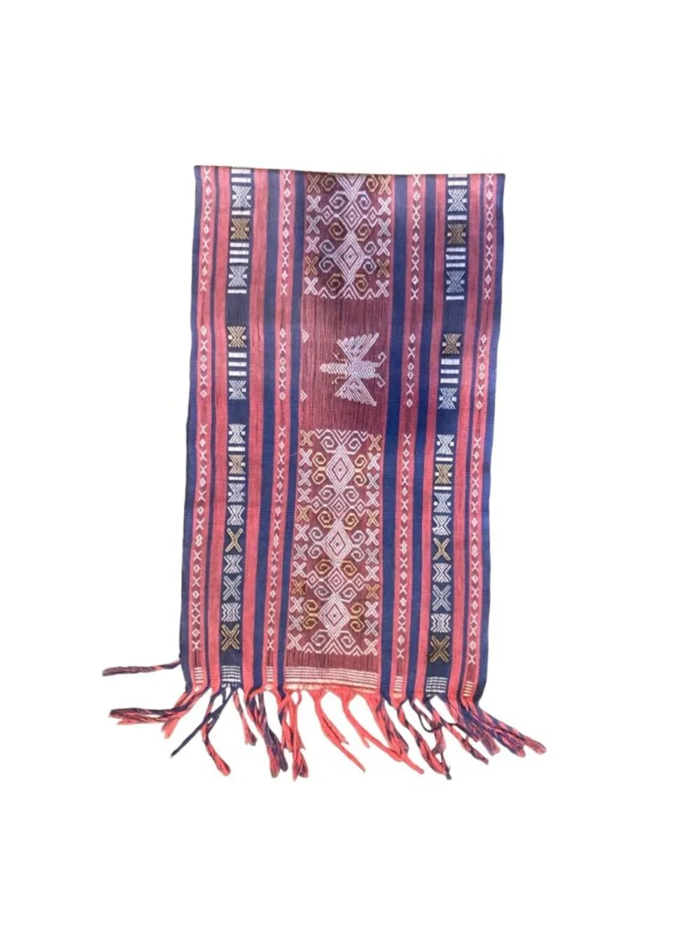 Antique Indonesian Ikat Textile Hand Woven Moth Tapestry